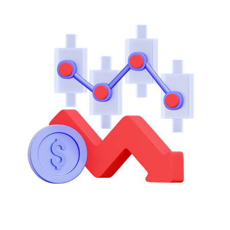 Gráfico de perdas no mercado de ações  3D Icon
