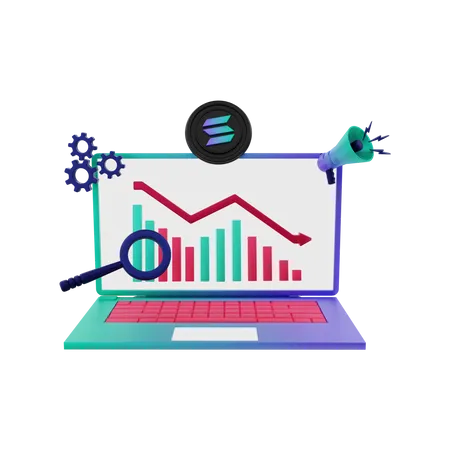 Gráfico de perdas solana  3D Illustration