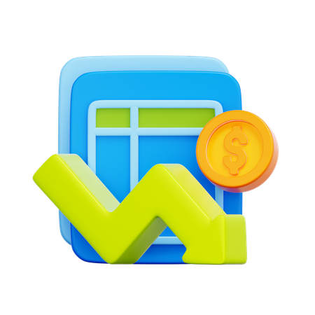 Gráfico de redução de despesas  3D Icon