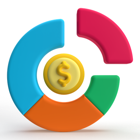 Gráfico de donut de dólar  3D Icon