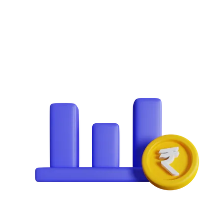 Gráfico da rupia  3D Icon