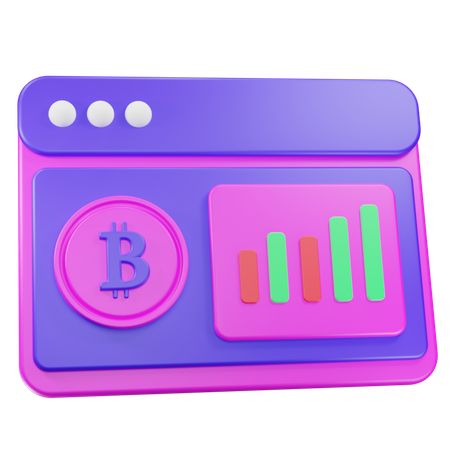 Gráfico del sitio web bitcoin  3D Icon