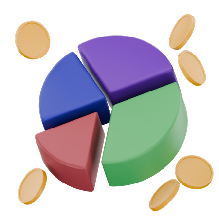 Gráfico de pizza com moedas  3D Icon