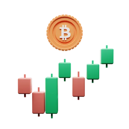 Gráfico de velas de Bitcoin  3D Illustration