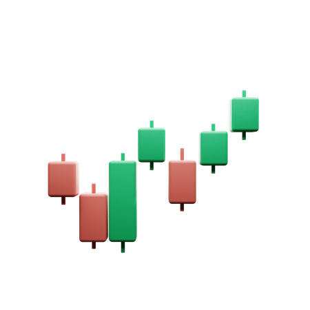 Gráfico de velas de ações criptográficas  3D Illustration