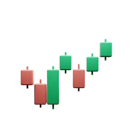 Gráfico de velas de ações criptográficas  3D Illustration