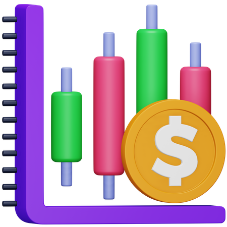 Gráfico de velas do dólar  3D Icon