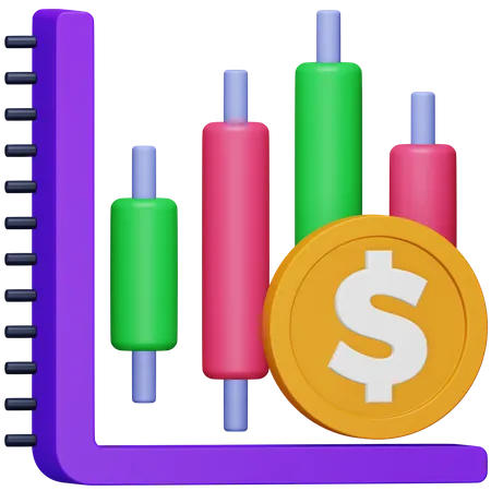 Gráfico de velas do dólar  3D Icon