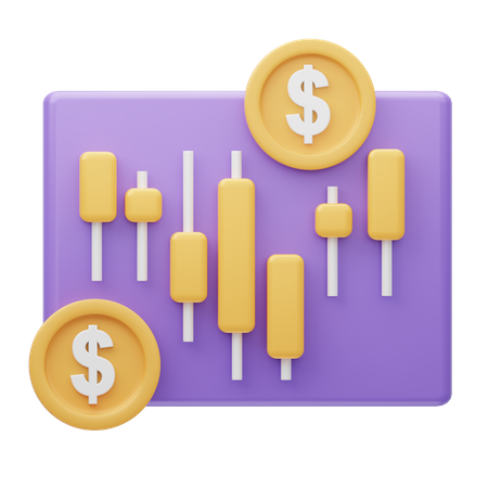 Gráfico de velas do dólar  3D Icon