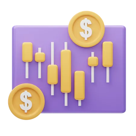 Gráfico de velas do dólar  3D Icon