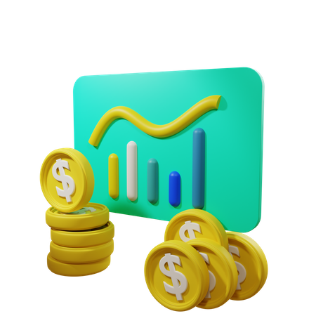 Gráfico del dólar  3D Icon