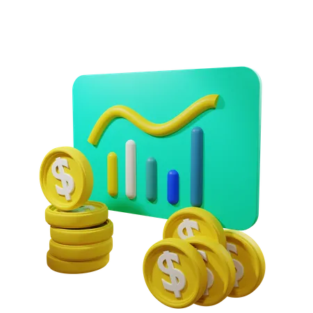 Gráfico del dólar  3D Icon