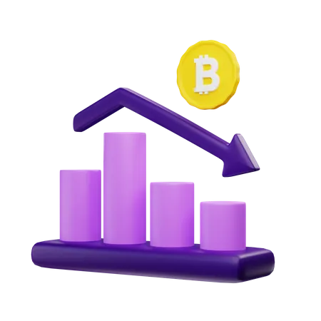 Gráfico descendente do bitcoin  3D Illustration