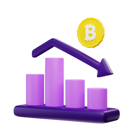 Gráfico descendente do bitcoin  3D Icon