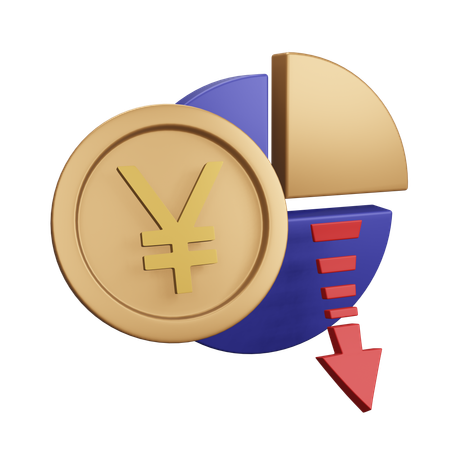 Gráfico de diminuição de monet do iene japonês  3D Icon
