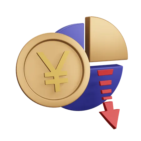 Gráfico de diminuição de monet do iene japonês  3D Icon
