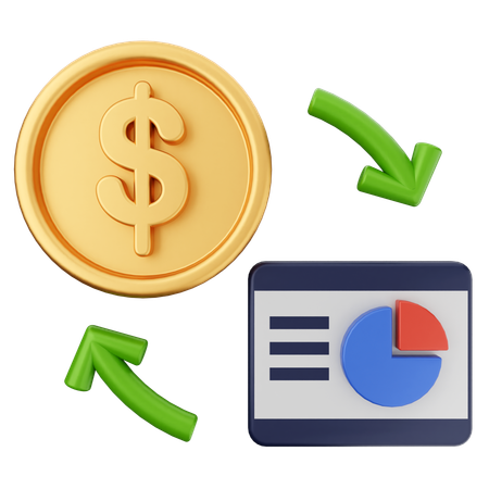 Gráfico dinero dólar  3D Icon