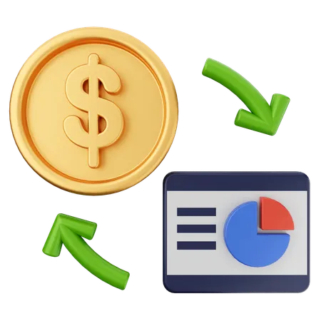 Gráfico dinero dólar  3D Icon