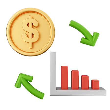 Gráfico dinero dólar  3D Icon