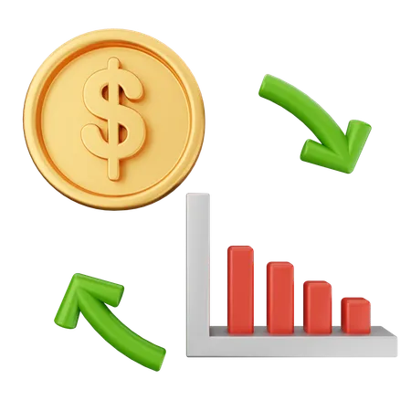 Gráfico dinero dólar  3D Icon