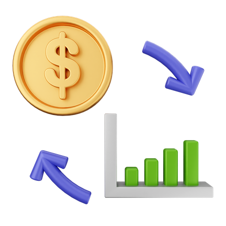 Gráfico dinero dólar  3D Icon