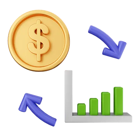 Gráfico dinero dólar  3D Icon