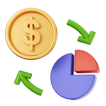 Gráfico dinero dólar  3D Icon