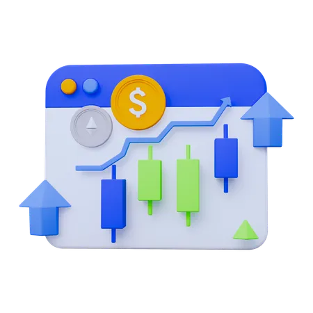 Gráfico do mercado de ações para cima  3D Icon