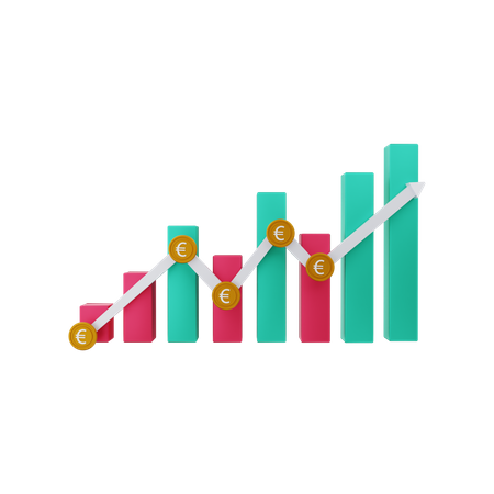 Gráfico positivo do euro  3D Illustration