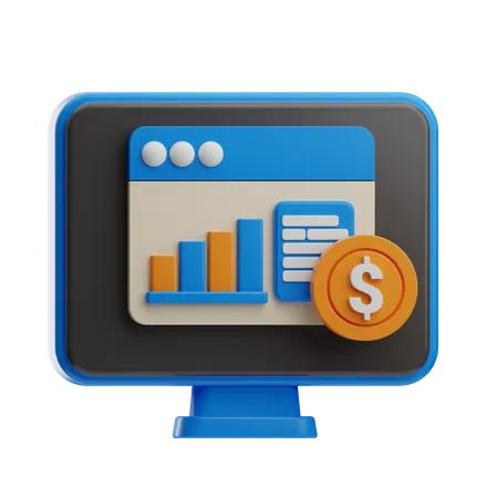 Gráfico financeiro online  3D Icon