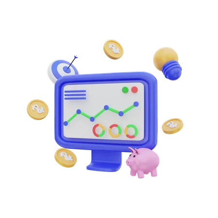 Gráfico financeiro on-line  3D Icon