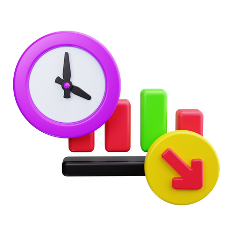 Gráfico mostrando declínio em direção ao prazo final  3D Icon