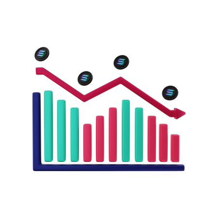 Gráfico negativo de solana  3D Illustration