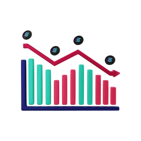 Gráfico negativo de solana  3D Illustration