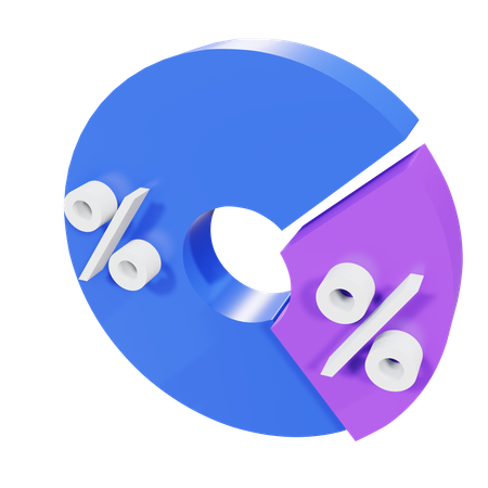 Gráfico circular de porcentaje  3D Illustration