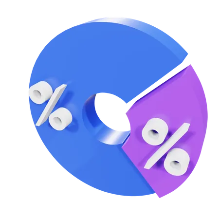 Gráfico circular de porcentaje  3D Illustration