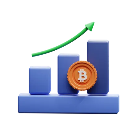 Gráfico positivo de bitcoin  3D Illustration