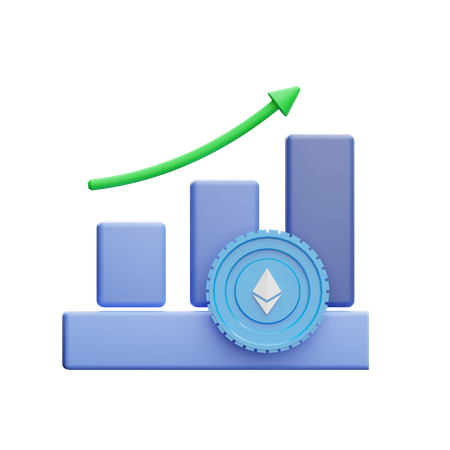 Gráfico positivo de ethereum  3D Illustration