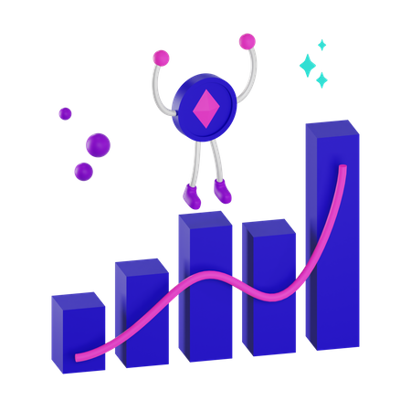 Gráfico positivo de ethereum  3D Illustration