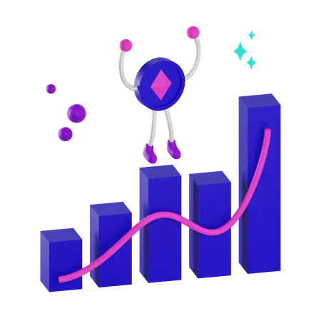 Gráfico positivo de ethereum  3D Illustration