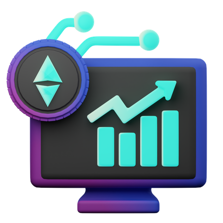 Gráfico positivo de ethereum  3D Illustration