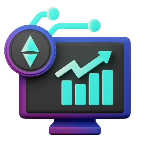 Gráfico positivo de ethereum  3D Illustration