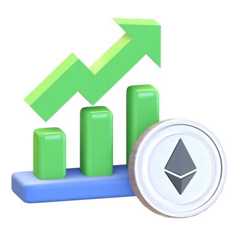 Gráfico positivo de ethereum  3D Illustration