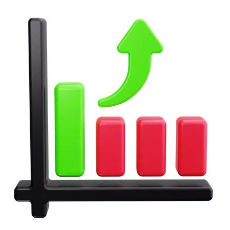 Gráfico seta para cima  3D Icon