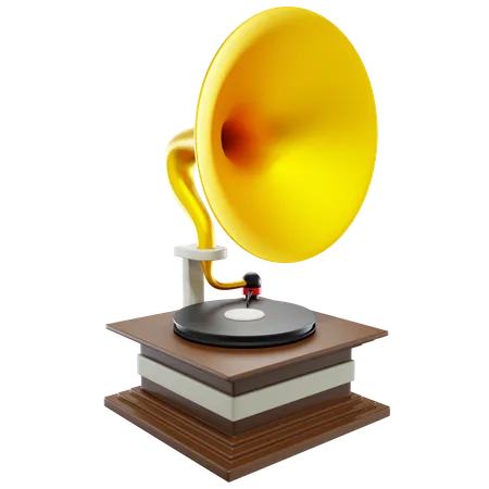 3 D Gramaphone With Isolated Background 3D Icon