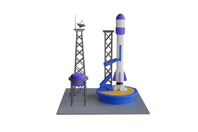 Gran cohete espacial listo para su lanzamiento  3D Illustration