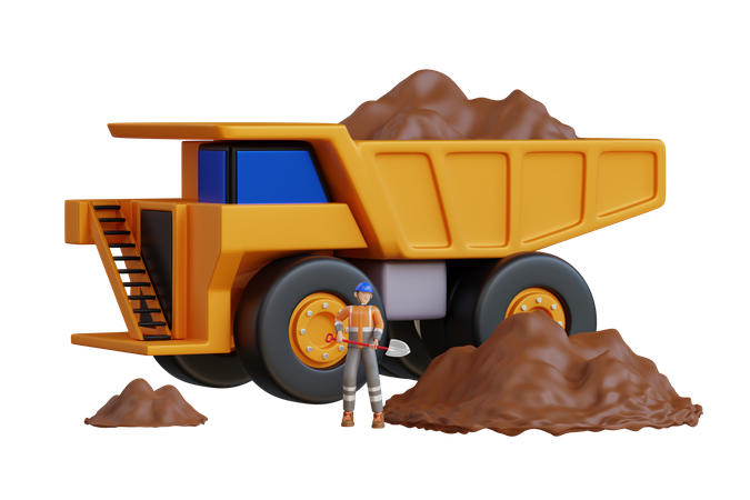 Grande caminhão basculante de pedreira em uma mina de carvão  3D Icon