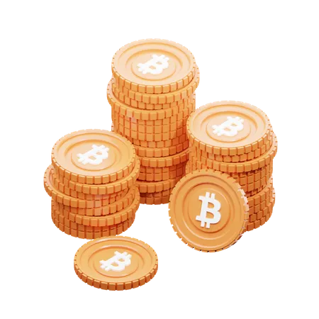 Grande pilha de Bitcoins  3D Illustration