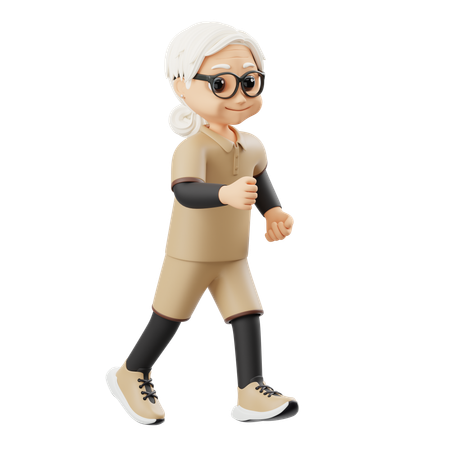 Grandma Runs  3D Illustration