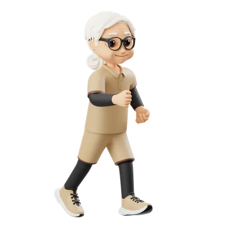 Grandma Runs  3D Illustration